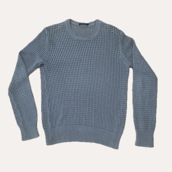 T by Alexander Wang Men's Grey Open Knit Mesh Sweater Streetwear Designer Small - Picture 1 of 8